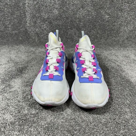 Nike React Element 55 BQ2728-104 Women’s Size 7 White Fire Pink Sapphire Shoes - Picture 3 of 12